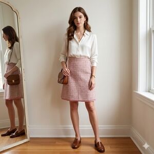 Vintage Norton McNaughton Pink Tweed A-Line Pencil Skirt Size 8